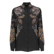 Zwarte Zijden Bloemen Paisley Shirt Etro , Black , Dames