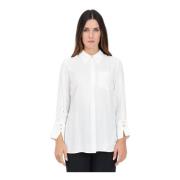 Elegante Witte Blouse Georgette Logo Patch Elisabetta Franchi , White ...