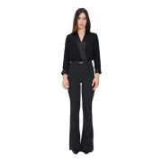 Elegante Zwarte Jumpsuit met 3/4 Mouwen Elisabetta Franchi , Black , D...