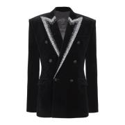 Fluwelen jas met geborduurde kraag Balmain , Black , Heren