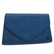 Pre-owned Leather clutches Louis Vuitton Vintage , Blue , Dames