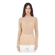 Gouden Turtleneck Sweater Glamour Simona Corsellini , Beige , Dames