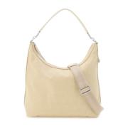 Cubic Jacquard Nylon Hobo Tas MCM , Beige , Dames