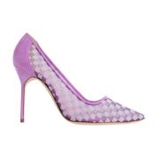 Paarse Geruite Mesh Pumps Manolo Blahnik , Purple , Dames