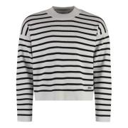 Gestreepte crew-neck sweater in katoenmix Ami Paris , Gray , Heren