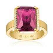 Vergulde Statement Ring met Zirkonia Stenen Sif Jakobs Jewellery , Yel...