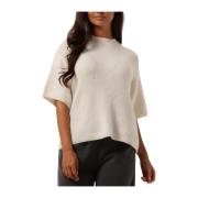 Elegant Knit O-neck Sweater Second Dames , Beige , Dames