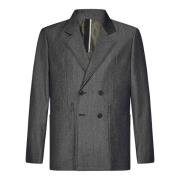 Grijze Wol Denim Blazer Aw24 Low Brand , Gray , Heren