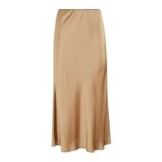 Stretch Satijnen Midi Rok Roberto Collina , Brown , Dames