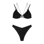 Zwart Lycra Driehoek Bikini Set Me-Fui , Black , Dames