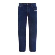 Script Tapered Jeans Off White , Blue , Heren