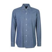 Blauwe Shirts voor Mannen Aw24 Barba , Blue , Heren