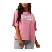 Roze Gebreid Gewassen Label T-shirt Alix The Label , Pink , Dames