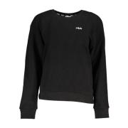 Geborduurde Crewneck Sweater Geborstelde Textuur Fila , Black , Dames