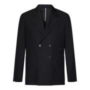 Zwart Double-Breasted Blazer Buitenkleding Low Brand , Black , Heren