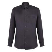 Zijden Shirt met Voorzak Giorgio Armani , Blue , Heren