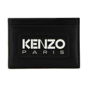 Stijlvolle Zwarte Leren Kaarthouder Kenzo , Black , Dames