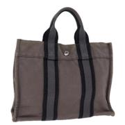 Pre-owned Canvas handbags Hermès Vintage , Gray , Dames