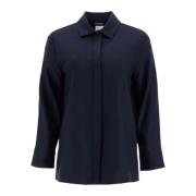 Blauwe Cara Shirt in Wolflanel Max Mara , Blue , Dames