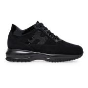 Zwarte Interactieve Suède Sneakers met Patentdetails Hogan , Black , D...