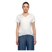 V-hals Korte Mouw Viscose T-shirt Kocca , White , Dames