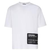 Gestreept Katoenen T-shirt Wit Dsquared2 , White , Heren