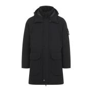 Zwarte Polyesterjas Aw24 Stone Island , Black , Heren