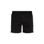 Denim Shorts met Franje Afwerking Dsquared2 , Black , Heren