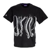 Zwarte Outline Tee Heren T-shirt Octopus , Black , Heren