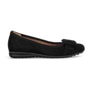 Zwarte Velours Klassieke Ballerina Schoenen Gabor , Black , Dames