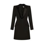 Zwart Peak Revers Jurk Alexander McQueen , Black , Dames