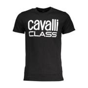 Minimalistisch Zwart Katoenen T-Shirt Mannen Cavalli Class , Black , H...