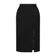 Zwarte Wol Zijden Rok Zijdelingse Split Dolce & Gabbana , Black , Dame...