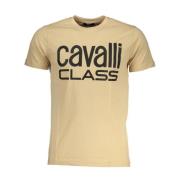 Katoenen Crew Neck T-Shirt Cavalli Class , Beige , Heren