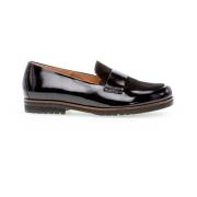 Zwarte Leren Mocassins Klassiek Comfortabel Gabor , Black , Dames