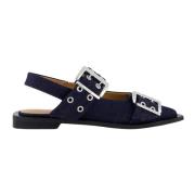 Chunky Buckle Ballerina Auberg Ganni , Blue , Dames