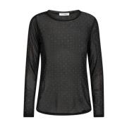 CrystalCC Mesh Blouse Lange Mouw Top Co'Couture , Black , Dames