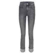 Kate Grijze Denim Turnup Jeans Red Button , Gray , Dames