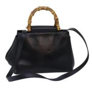 Pre-owned Leather handbags Gucci Vintage , Black , Dames