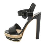 Pre-owned Leather sandals Prada Vintage , Black , Dames