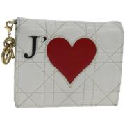 Pre-owned Leather wallets Dior Vintage , White , Dames