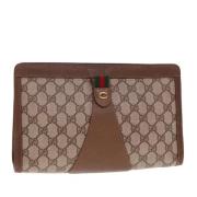 Pre-owned Leather clutches Gucci Vintage , Beige , Dames