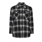 Oversize Shirt Blazer Check C.Ro , Black , Dames