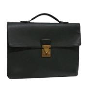 Pre-owned Leather briefcases Louis Vuitton Vintage , Green , Dames