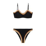 Zwarte Triangel Bikini Set Kantafwerking Me-Fui , Black , Dames