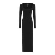 Elegant Deep Scoop Neck Gown Norma Kamali , Black , Dames