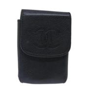 Pre-owned Leather pouches Chanel Vintage , Black , Dames