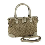 Pre-owned Canvas handbags Gucci Vintage , Beige , Dames