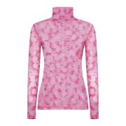 Roze Abstract Print Coltrui Sweater Dries Van Noten , Pink , Dames