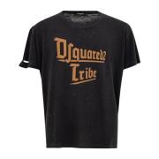 Zwarte Katoenen T-shirt Dsquared2 , Black , Heren